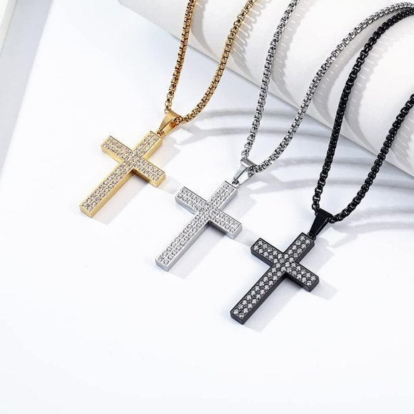 Men Stainless Steel Crucifix Cross Jesus Christ Pendant Necklace - Picture 7 of 9